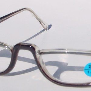 NWT Vintage 90's Plastic Rectangle Half Frame Reading Glasses +3.50 (S.Black)
